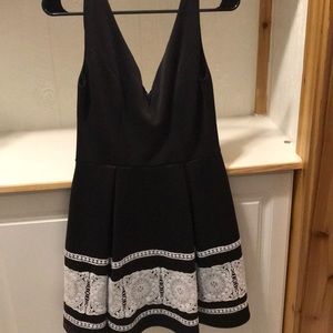 Black midi fit and flare with white lace